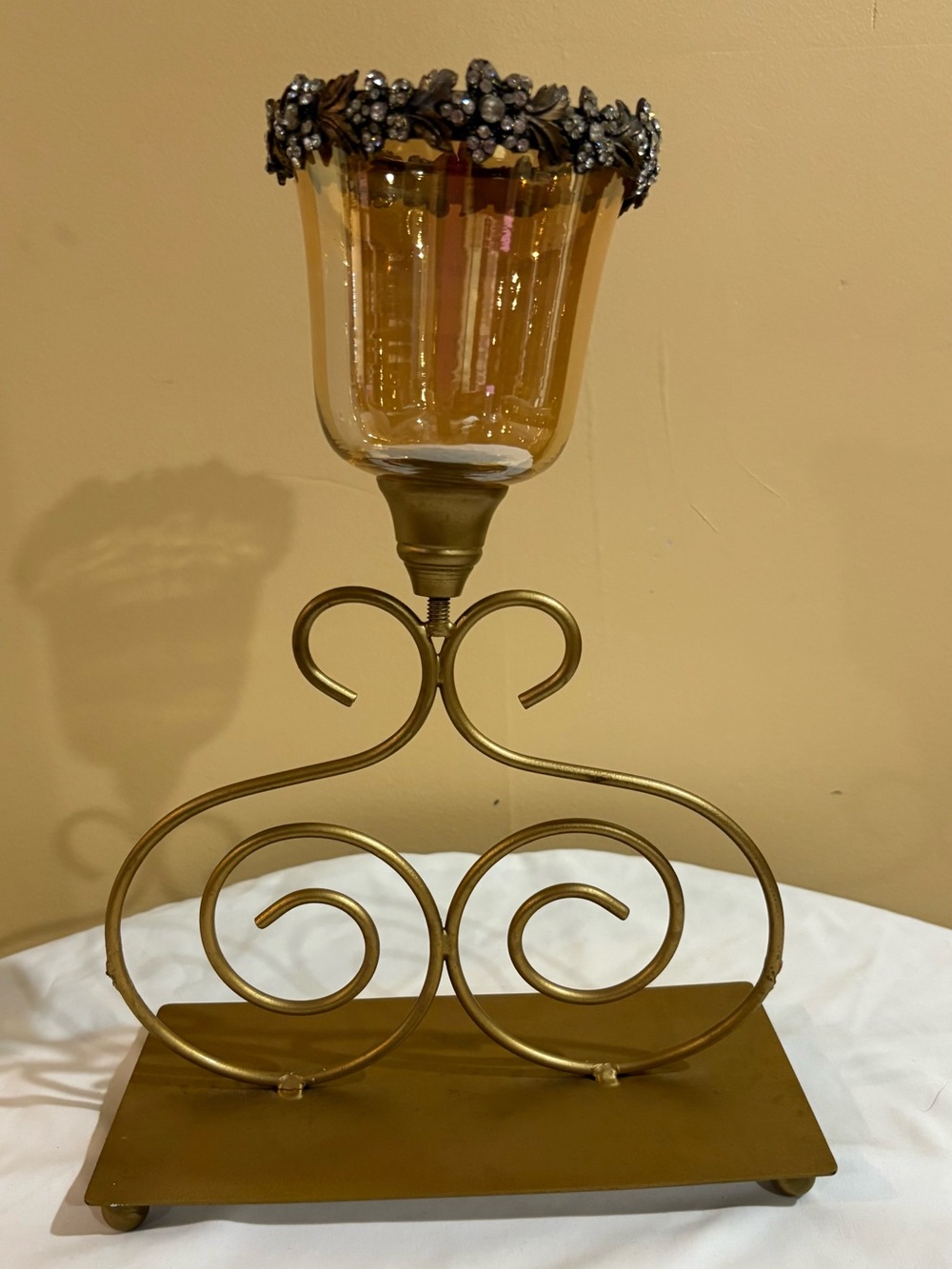 Vintage Nanette Lepore Gold and Amber Decorative Candle Holder